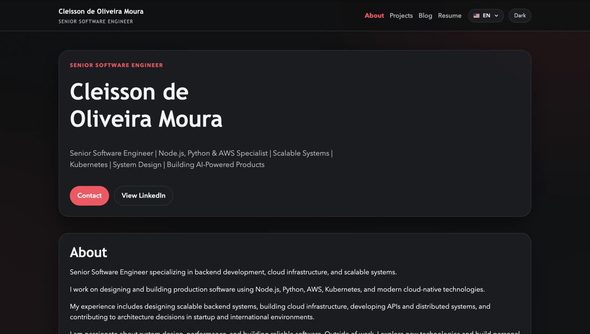 Sitio personal - cleissonom.dev preview